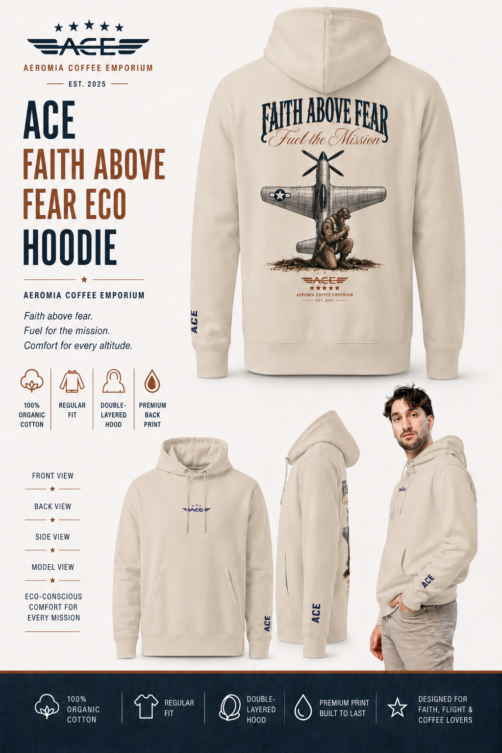 ACE “Faith Above Fear” Organic Hoodie