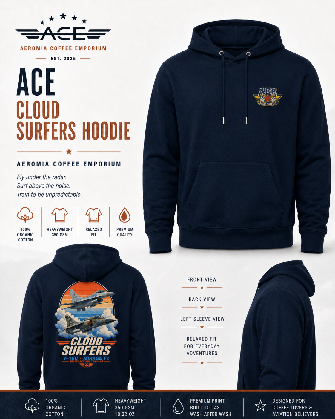 ACE Cloud Surfers Eco Hoodie