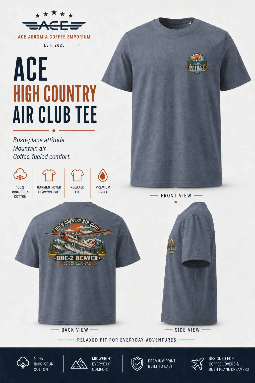 The ACE High Country Air Club – DHC-2 Beaver tee