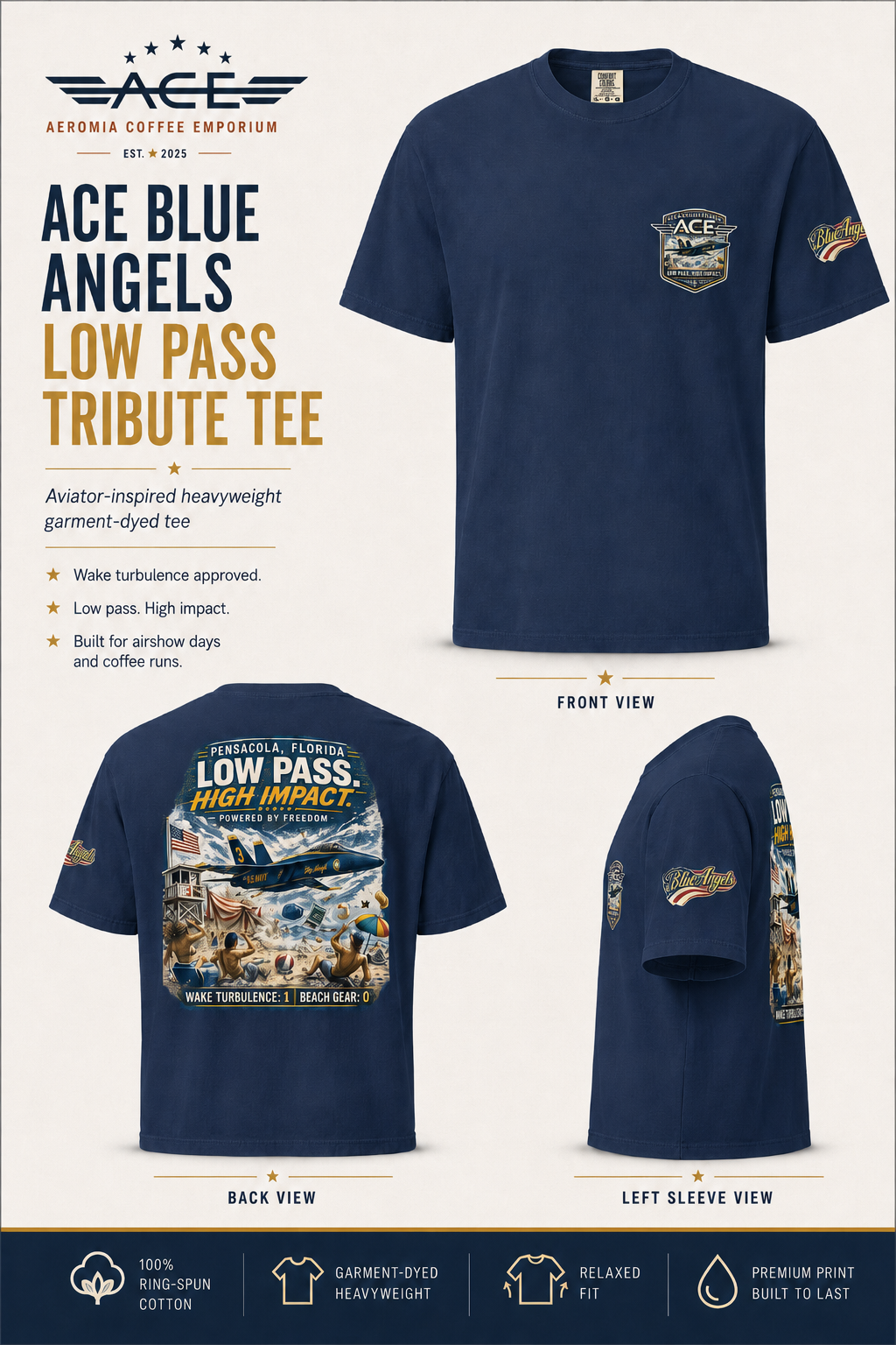 ACE Blue Angels Low Pass Tribute Heavyweight Tee
