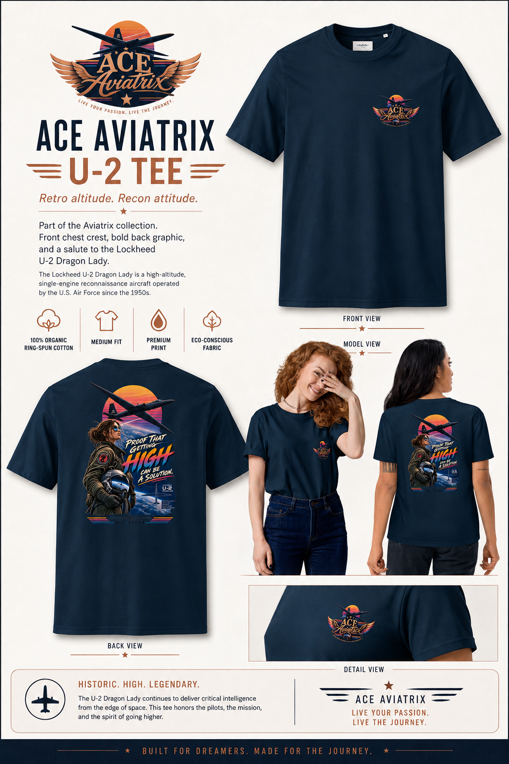 ACE AVIATRIX — U-2 “DRAGON LADY” ORGANIC TEE