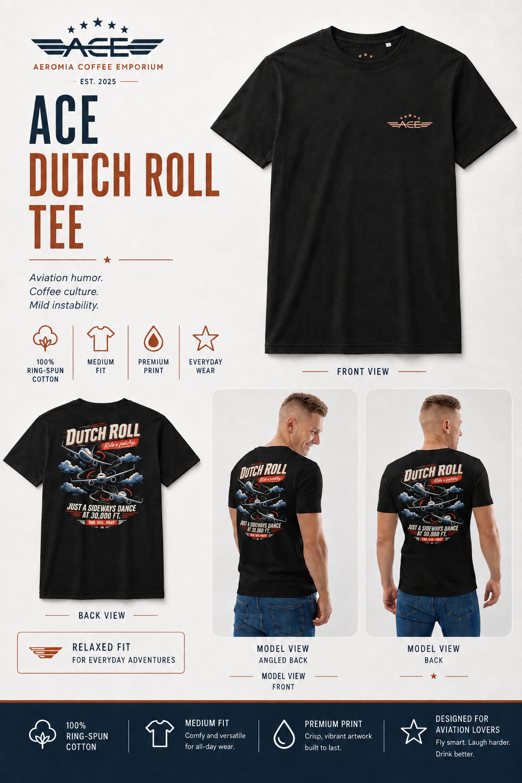 ACE “DUTCH ROLL” ORGANIC T-SHIRT — NOT A PASTRY.