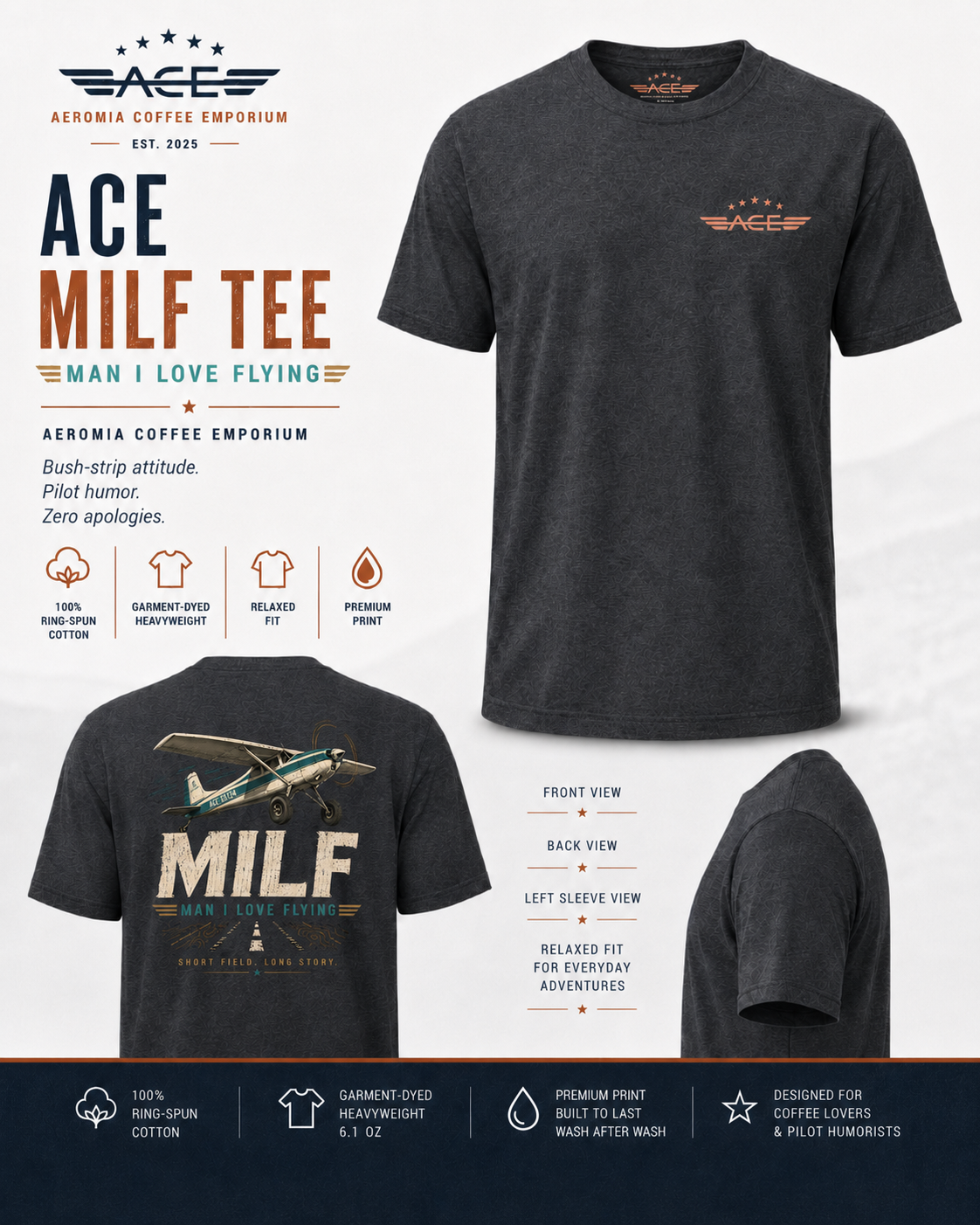 ACE MILF Man I Like Flying Men’s premium tee