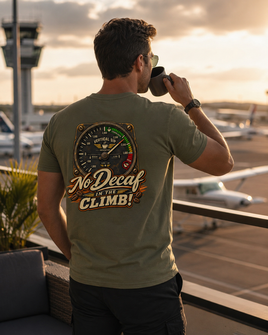 ACE “No Decaf in the Climb!” Organic Aviation Tee