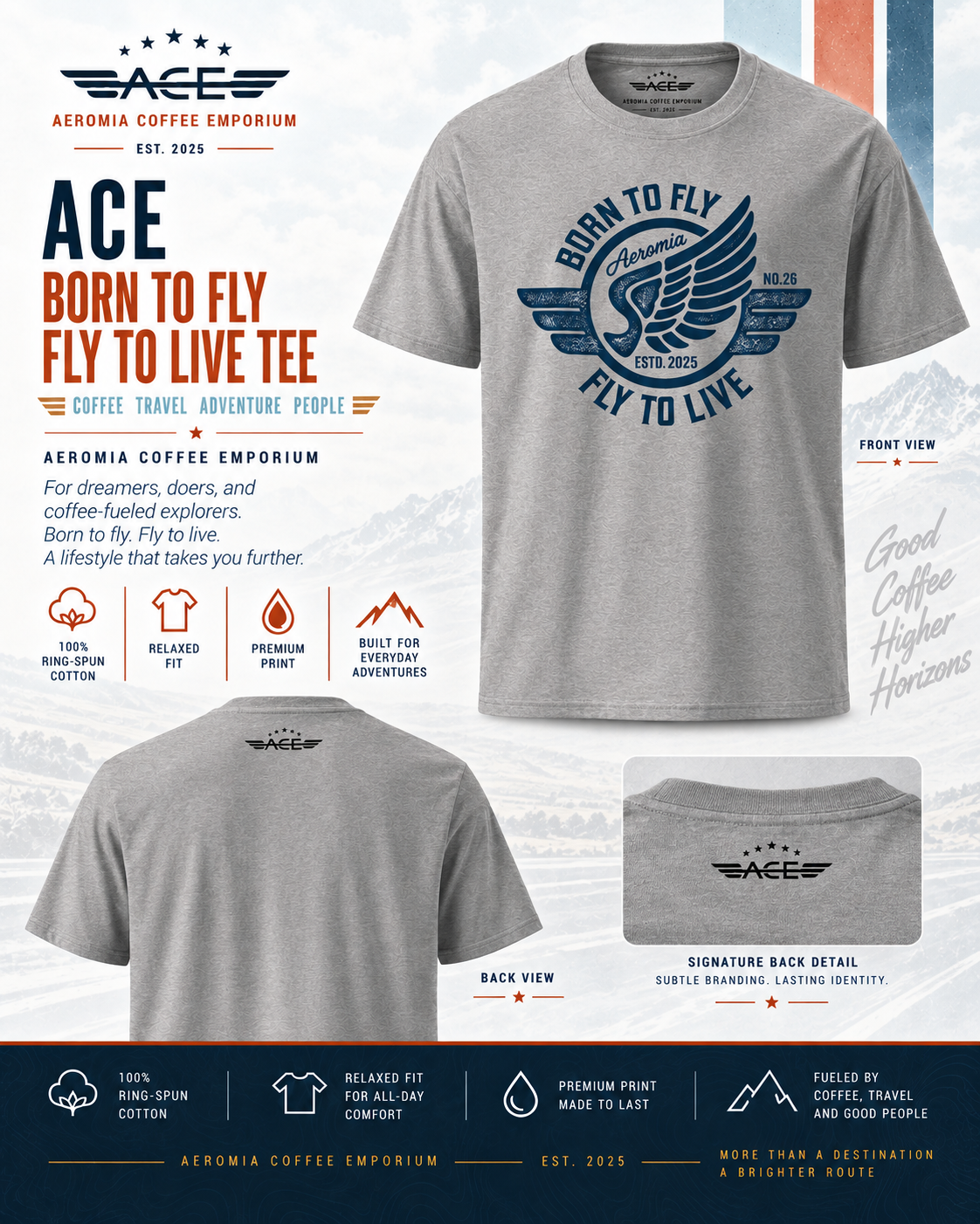 ACE Born to Fly — Premium Tee