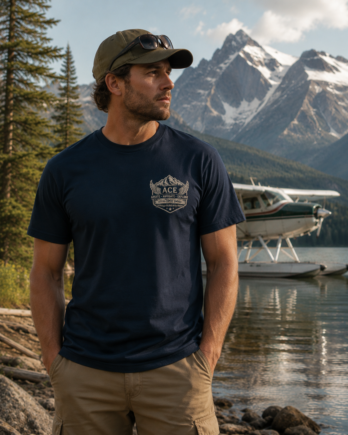ACE - Aviate. Navigate. Explore. Organic Cotton T-Shirt