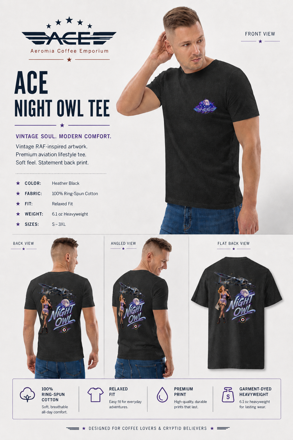 ACE “Night Owl” Organic Tee